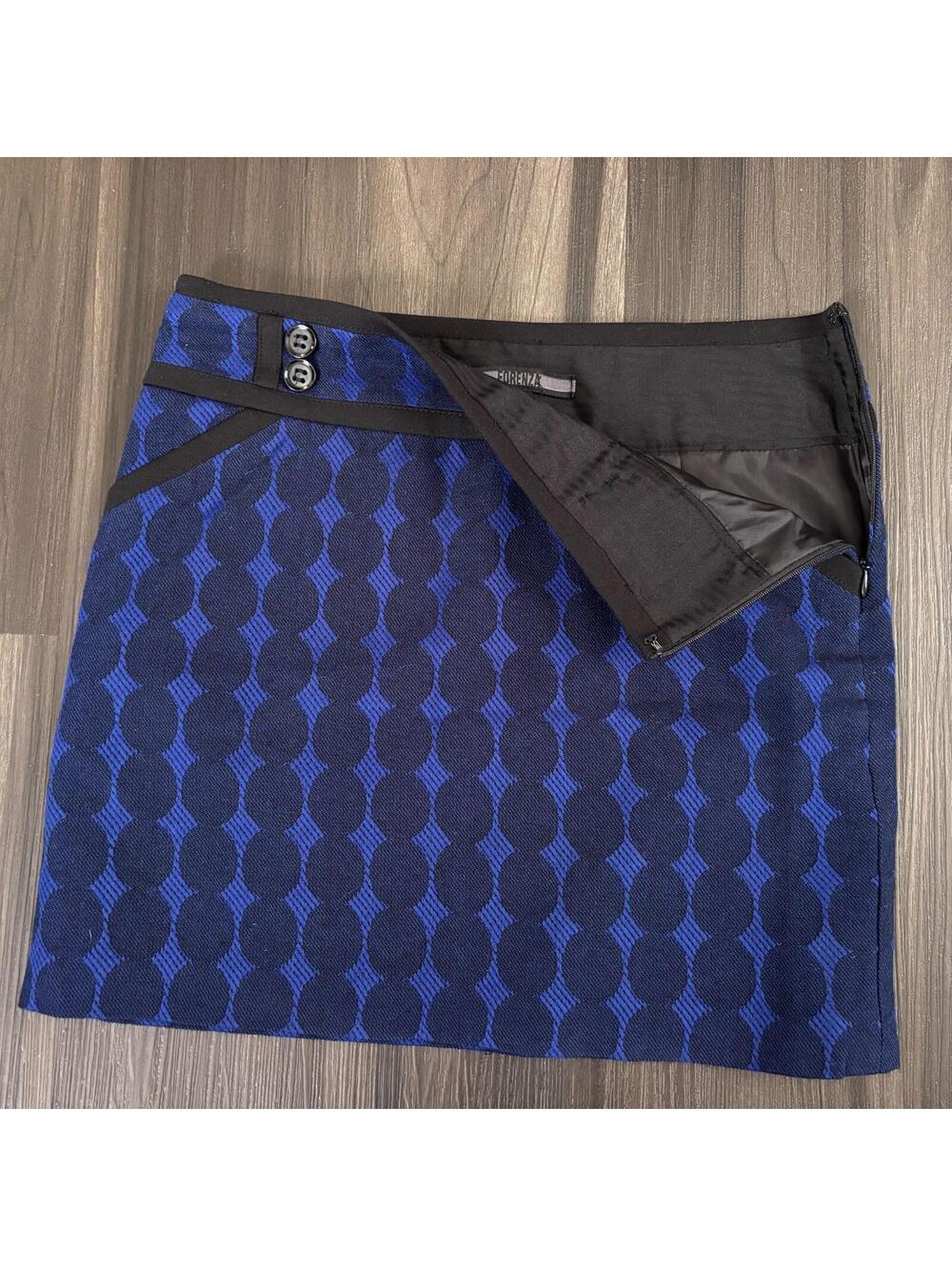 Forenza Mini Tweed Skirt Blue & Black Circle Retro Women's Size 0